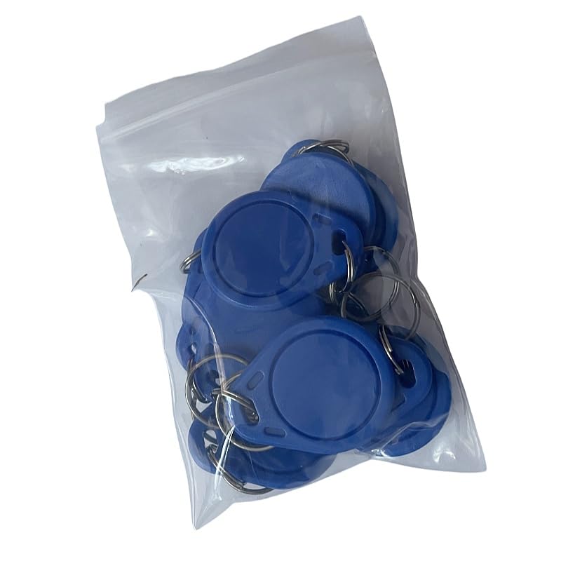 10 Pieces 125KHz Writable RFID Close Range Key T5577 Key Chain Label, Rewritable RFID Keychain, NFC Token Label for Copy/Cloning Cards (Blue)