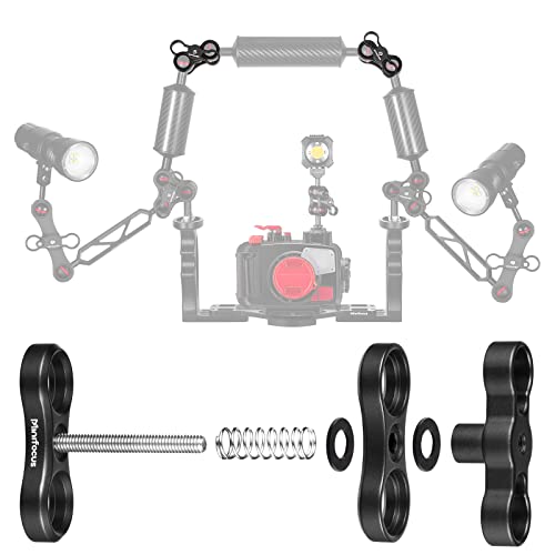 MINIFOCUS 2PCS 1'' Aluminum Ball Clamp Mount for Underwater Diving Light Arms Tray System, Photography Diving Camera, 360° Clip Adapter Bracket for Action Camera Flashlight Arms System 2 Pcs 2 Holes