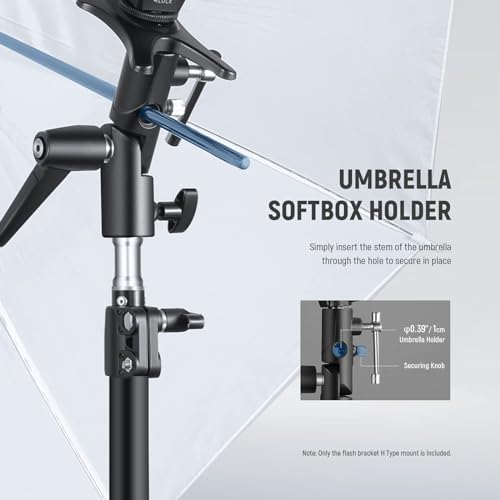 NEEWER Camera Flash Bracket H Type Mount with Umbrella Softbox Holder, 180° Swivel Adjustable Metal Light Stand Adapter with 1/4" to 3/8" Screw Adapter for Speedlite LED Light Stand Tripod (2 Pack) FB-1(2-Pack）