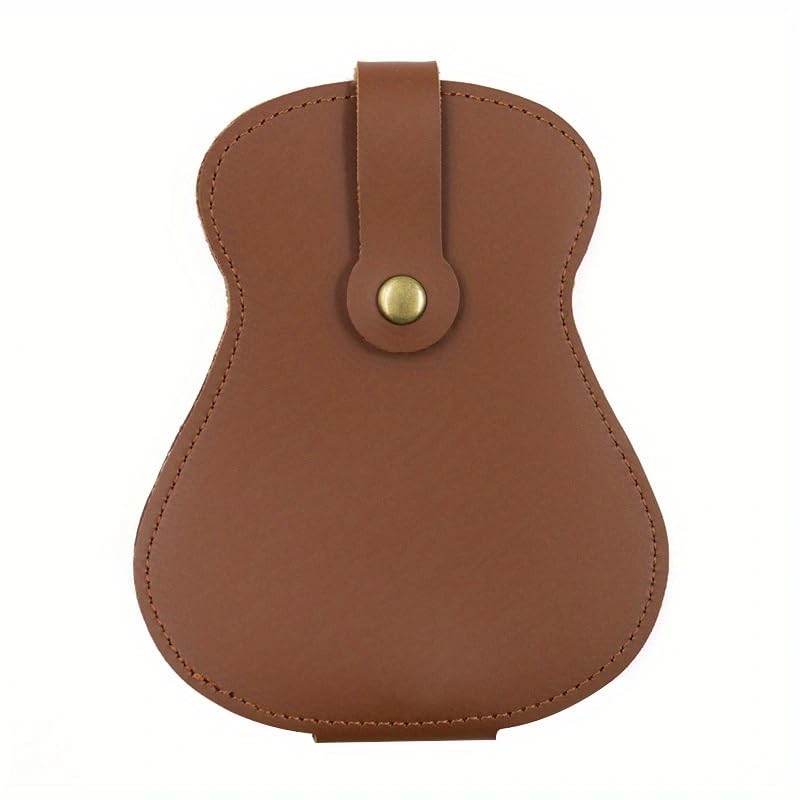 Leather Guitar Pick Holder Case,Handmade PU Leather Guitar Plectrum Holder with 18 Slots for Guitar Picks (brown) brown
