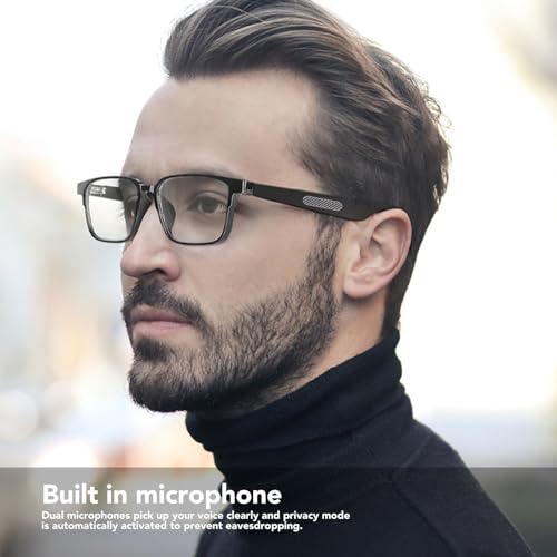 Yoidesu BT 5.3 Smart Glasses Wireless Open Ear Speaker Dual Microphones Voice Control IP5 Smart Sunglasses for Men Women with Polarized Night Vision Lens