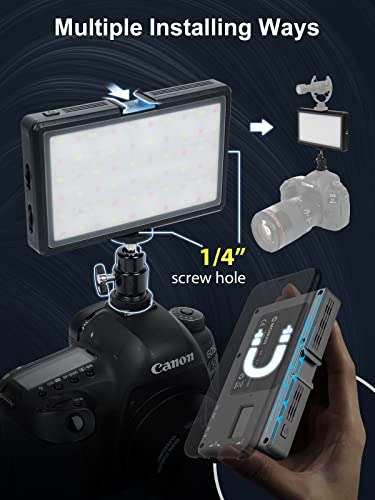 LED Video Light, Moman Camera Light for Photography, Portable 5000mAh Video Recording Lights with Cold Shoe, Mini Light CRI 98+ Dimmable 2500-9000K Video Lighting, On-Camera-LED-Video-Light Black