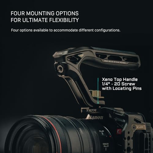 Tilta Xeno Top Handle for Filmmakers & Cameras - Titanium Gray | Aluminum Alloy and Silicone Build | 1/4″-20 w/Locating Points | Safety Release Pin | Comfortable Handling (Cold Shoe) Cold Shoe