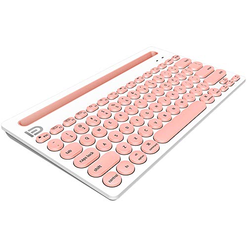 Wireless Keyboard, Attoe Dual Channel Multi-Device Universal Cute Wireless Bluetooth Keyboard Portable Slim with 20m Connection Distance for Tablet Smart Phone PC Windows Android iOS Mac (Pink)… Pink