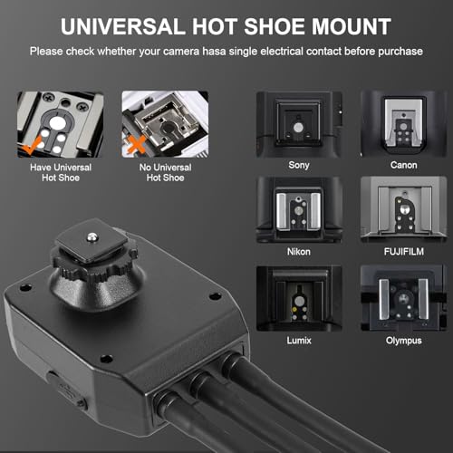 Fomito Mini Macro Flash, Single Contact Hotshoe, Three-Head with 13pcs Diffuser and Type-C Cable, 8 Levels of Adjustable Brightness, 9-Stop LED Light Effect, Built-in 3.7V/2000mAh Battery - 17.52inch KM202-L1