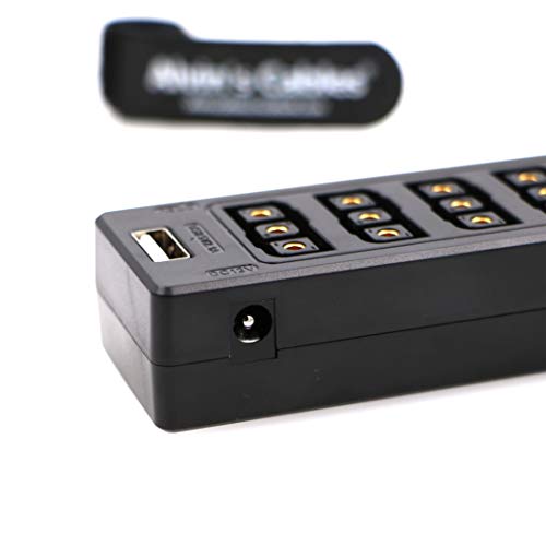 Alvin's Cables D-tap Splitter Cable with Power Switch Male DTap to 4 Female D Tap 2 DC USB for V-Mount Battery for ARRI/RED Camera LCD Monitor LED Video Light Bidirectional Pluggable