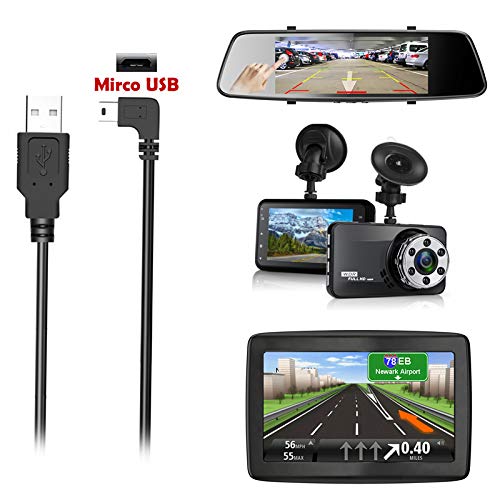 Dash Cam Power Cord, 11.5Ft Micro USB Charging Power Cable for Car Dash Camera Mirror Camera 90 Degree Angle Micro USB Cable