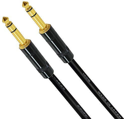 2 Units - 6 Inch - Canare L-4E6S Star Quad, Patch Cable terminated with Neutrik-Rean NYS ¼ Inch (6.35mm) Gold TRS Stereo Phone Plugs - CUSTOM MADE By WORLDS BEST CABLES.