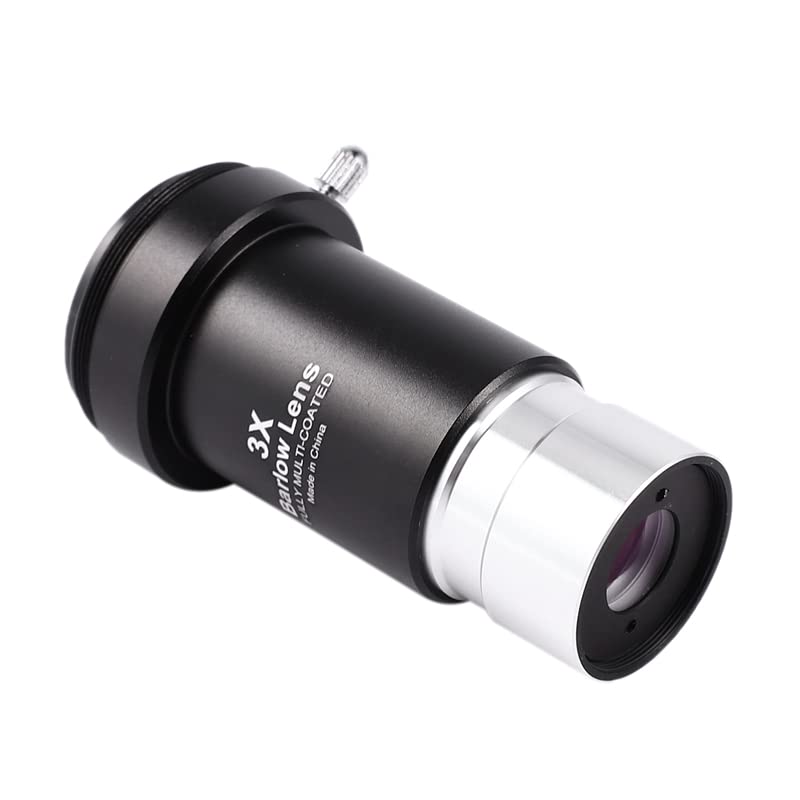 Barlow Lens 3X, 1.25 Inch Fully Multi-Coated Metal Barlow Lens with M42 Thread Camera Connect Interface for Telescope Eyepiece