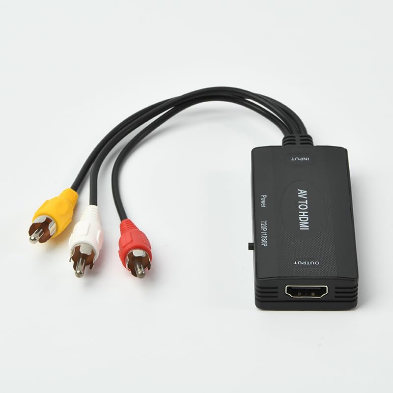 RCA to HDMI Converter, AV to HDMI Adapter Support 1080P PAL/NTSC Composite Video Audio Converter Adapter for WII, PS one, PS2, PS3, STB, Xbox