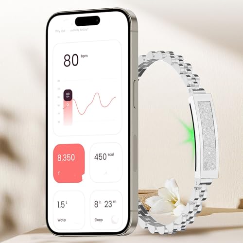 VBESTLIFE Smart Bracelet, Fitness Tracker Heart Rate Monitor Sleep Tracking, Remote Photo Control, Multiple Sport Modes, for Women Ladies Silver