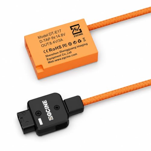 ZGCINE D-Tap to LP-E17 Dummy Battery Cable, DR-E18 DC Coupler Replacement