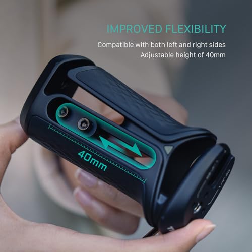 Tilta Xeno Side Handle for Filmmakers & Cameras - Titanium Gray | Secure Connection & Helps Prevent Rotation | Adjustable Height | Textured Silicone Grip | Convenient Assembly (NATO) NATO
