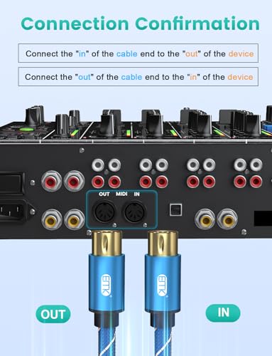 EMK 5-Pin DIN MIDI Cable Male to Male Midi Cables Compatible with MIDI Keyboard/Synthesizer/Guitar Multi Effects/Audio Interface/Audio Mixer/Audio Amplifier/External Sound Card (10Feet/3m-2PCS) 10Feet/3m-2PCS