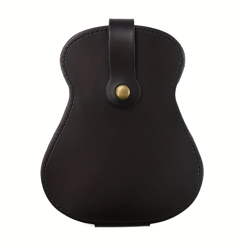 Leather Guitar Pick Holder Case,Handmade PU Leather Guitar Plectrum Holder with 18 Slots for Guitar Picks (brown) brown