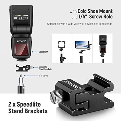 NEEWER 8 PCs Hot Shoe Mount Adapter Kit, Including Triple Cold Shoe Mounts, 1/4” Screw, Flash Stand Bracket, and Hotshoe Cover for DSLR Camera, LED Light, Microphone, Lighting Stands, Monitor ST47(8-Pack)