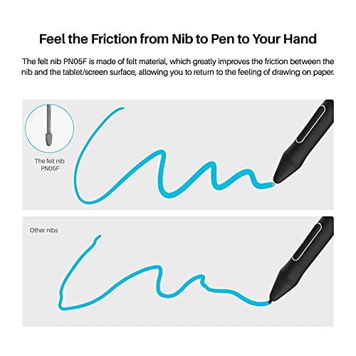 HUION PW517 Pen Tech 3.0 Battery-Free Stylus Bundle with 10 Felt Nibs PN05F for Kamvas Pro 16 (2.5K) & Kamvas 13