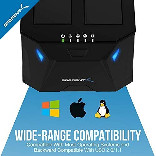 Sabrent USB 3.0 Tool-Free Enclosure + USB 3.0 to SATA I/II/III Dual Bay External Hard Drive Docking Station