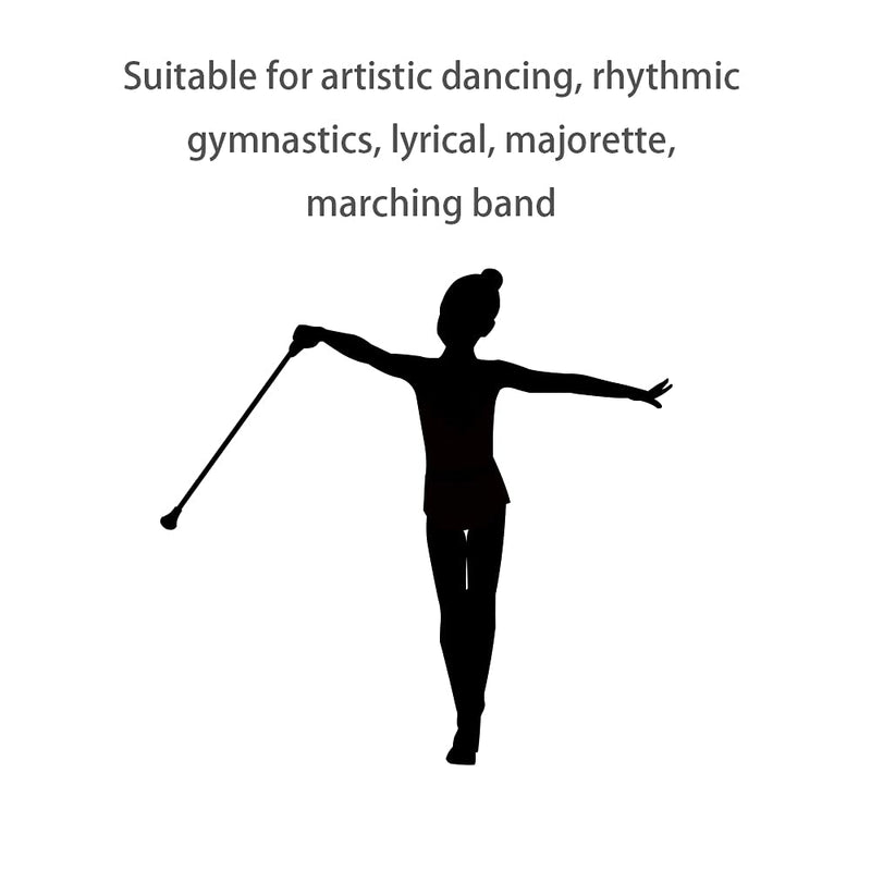 2 Pcs Twirling Baton 26-Inches Marching Band Baton Spinning Dance Baton Metal Gymnastics Parade Stick for Child in Majorette with 2 Dance Ribbon Streamer 2 White