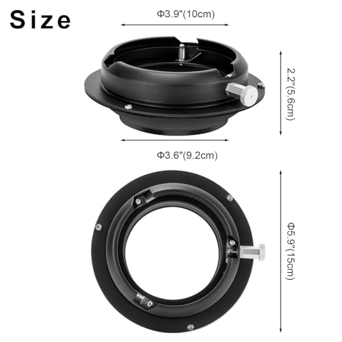 FOMITO Bowens Mount Adapter Ring, Speedring Converter for Studio Flash Strobes, Softboxes, Reflectors, Beauty Dishes and Light Modifiers, Durable Metal Construction (SN-13) Balcar to Bowens