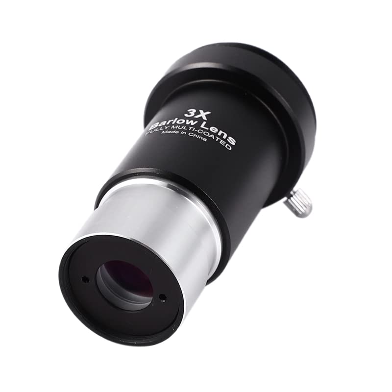 Barlow Lens 3X, 1.25 Inch Fully Multi-Coated Metal Barlow Lens with M42 Thread Camera Connect Interface for Telescope Eyepiece