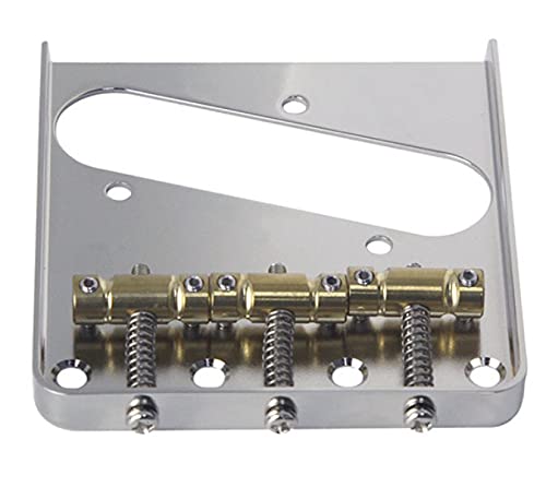 [AUSTRALIA] - Jiayouy Chrome Bridge Assembly with 3 Brass Saddles Set for Fender Telecaster Tele Vintage Electric Guitar Replacement Part 