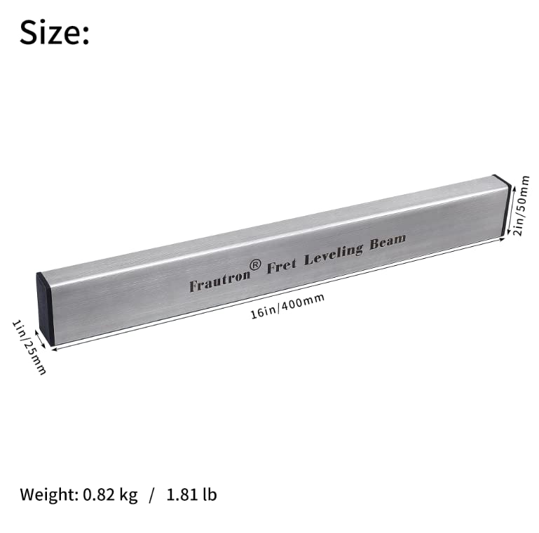 [AUSTRALIA] - Fret Leveling Beam, 16 Inch Stainless Steel Fret Leveler Sanding Block, Guitar Fret Level File Bar Luthier Repair Tool with 2-Set of 120/240/320/400/600/1000 Grit Replacement Sandpaper Stainless Steel Fret Leveler-16"x2"x1" 