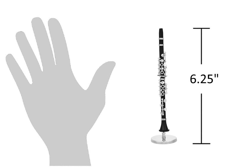 Broadway Gift Black Clarinet Music Instrument Miniature Replica with Case - Size 6.25 in.