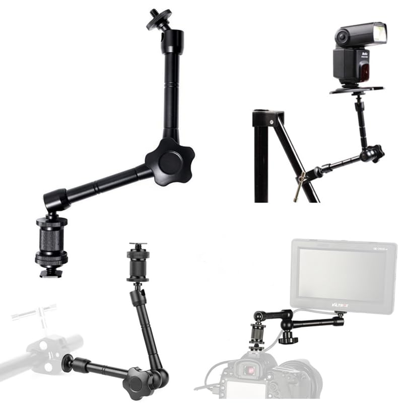 [AUSTRALIA] - HuaerHui 11 Inch Adjustable Articulating Friction Magic Arm with 1/4" Thread Screw and Hot Shoe Mount Adapter for DSLR Camera Rig/Camcorder/LCD Monitor/LED Lights/Flash Light/Microphone 