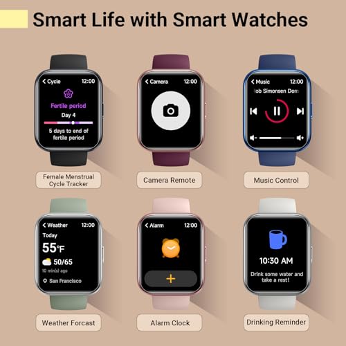 Quican Smart Watch for Men Women with Extra Dark Purple Silicone Watch Band Replacement