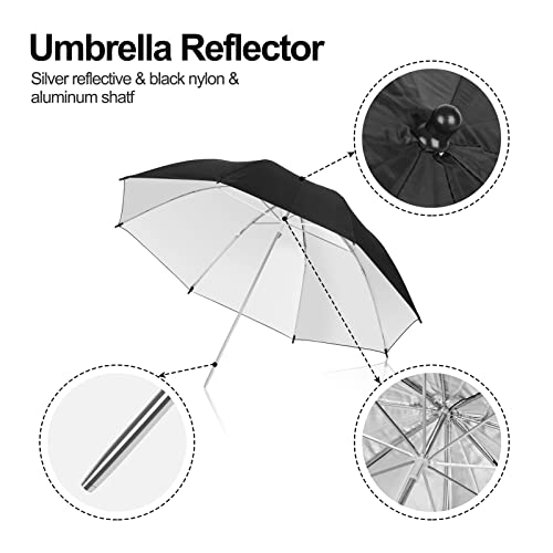 EMART 33inch/84cm Black/Silver Photo Soft Umbrella for Photography 2Pack