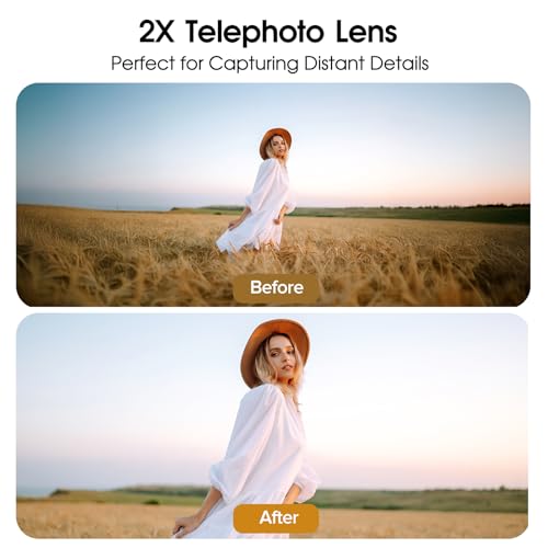 2X Telephoto Portrait Lens Compatible with DJI Osmo Pocket 4 & Pocket 3, 4 Elements 3 Groups Multicoated Optical Glass, Magnetic Lens Attachment