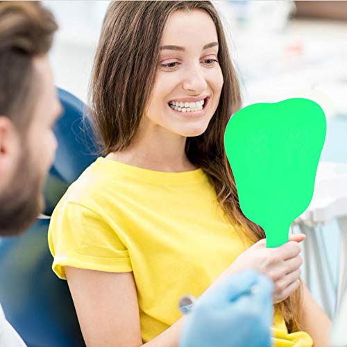 Hand Mirror, Small Hand Mirror, Single-sided Hand Mirror with Low Magnification, Dental Care Hand Mirror Tool, Fashionable, Cute Dental Care, Hand Mirror Tool, 4 Colours, Plastic Handle (Green)