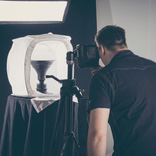 Sabary 24x24 Portable Photo Studio Shooting Tent, Foldable Light Cube Diffusion Soft Box Tent with 4 Colors Backdrops and 2 Pairs Cotton Gloves for Product Photography