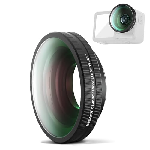 NEEWER FL-B30 OSMO Action 4/5 Pro FOV Boost Lens + AC012 Mount Adapter Compatible with DJI Osmo 360/5 Pro/4/3, Threaded 185° FOV Wide Angle Lens, Action Camera Accessories