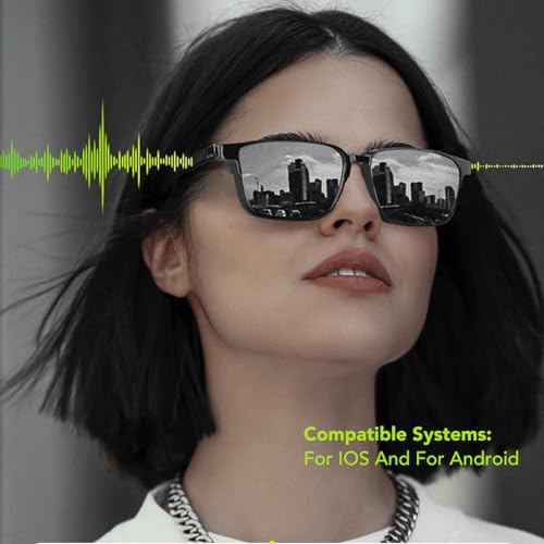 Yoidesu BT 5.3 Smart Glasses Wireless Open Ear Speaker Dual Microphones Voice Control IP5 Smart Sunglasses for Men Women with Polarized Night Vision Lens