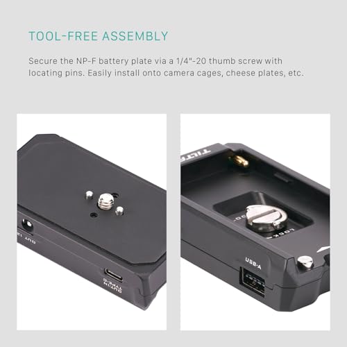 Tilta F970 Battery Plate V2 - Black | Universal | Anti Rotation | Power Accessories | Dual Direction USB-C | Battery Indicator | TA-BTP2-F970-B
