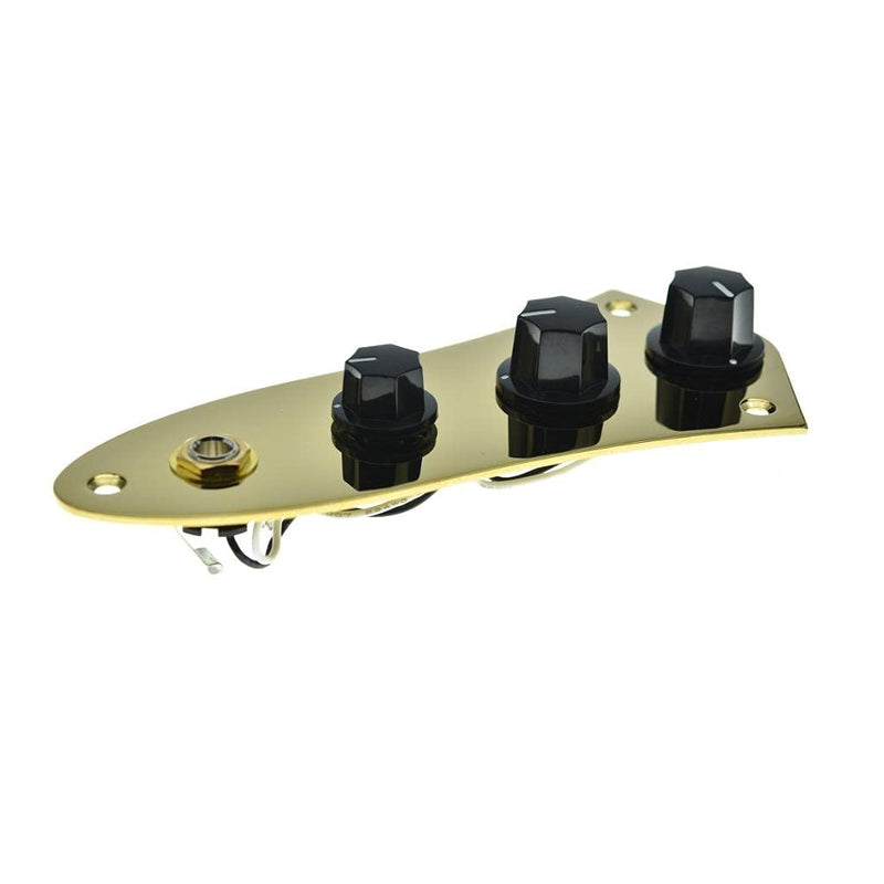 KAISH Fully Loaded Control Plate Pre-Wired Control Plate with Wiring Harness for Jazz J Bass Cold Gold