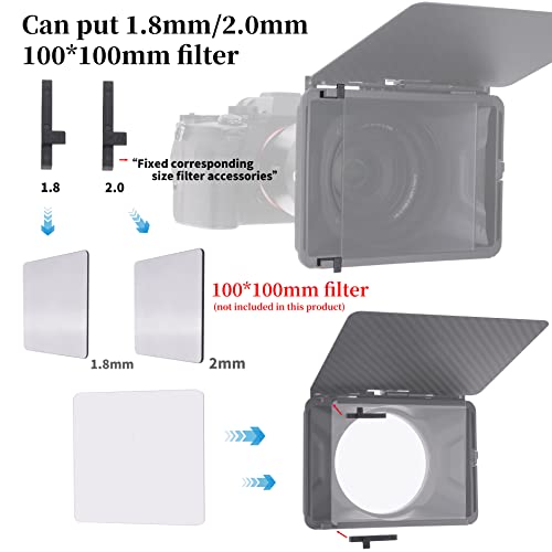 Hersmay Mini Matte Box Lightweight 4x4 4x5.65 Clip-on Lens Matte Box for DSLR Mirrorless Camera for Sony A7IV A9 A7 A7R A7S II III IV; For Nikon Z6 Z7 II; EOS R5 R5C M6 M50 GH5 GH6 BMPCC 4K 6K Pro Mini Mattebox