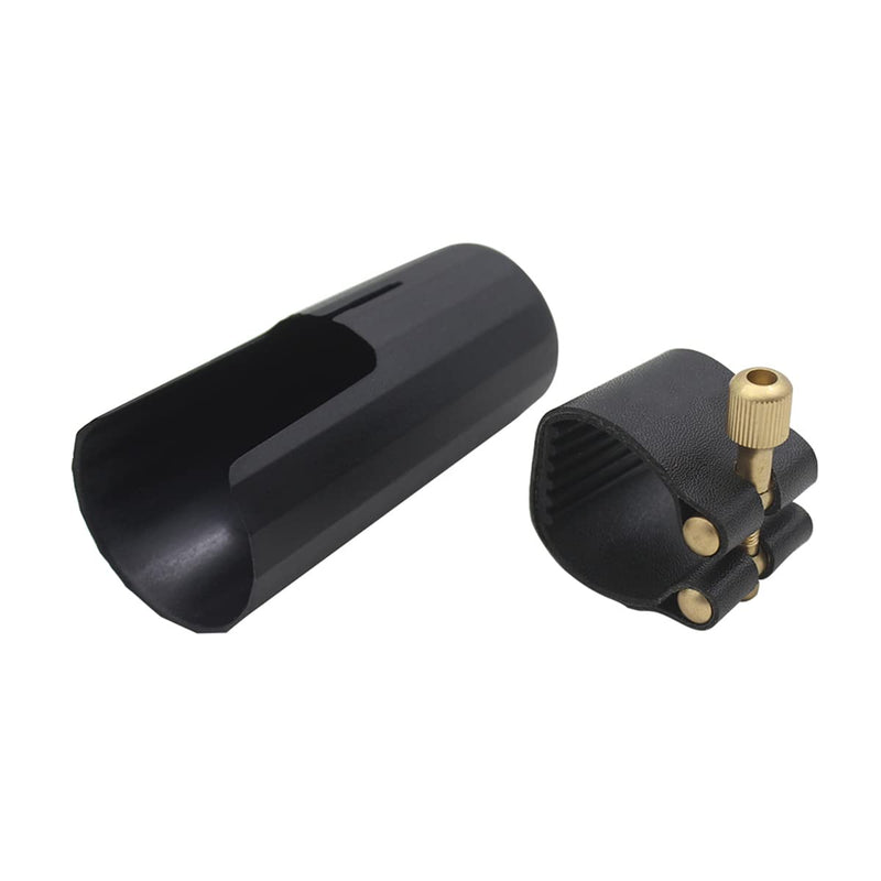 OriGlam Woodwinds Tenor Saxophone Mouthpiece Cap, Leather Ligature Fastener with Plastic Mouthpiece Cap for Sax Saxophone (Tenor)