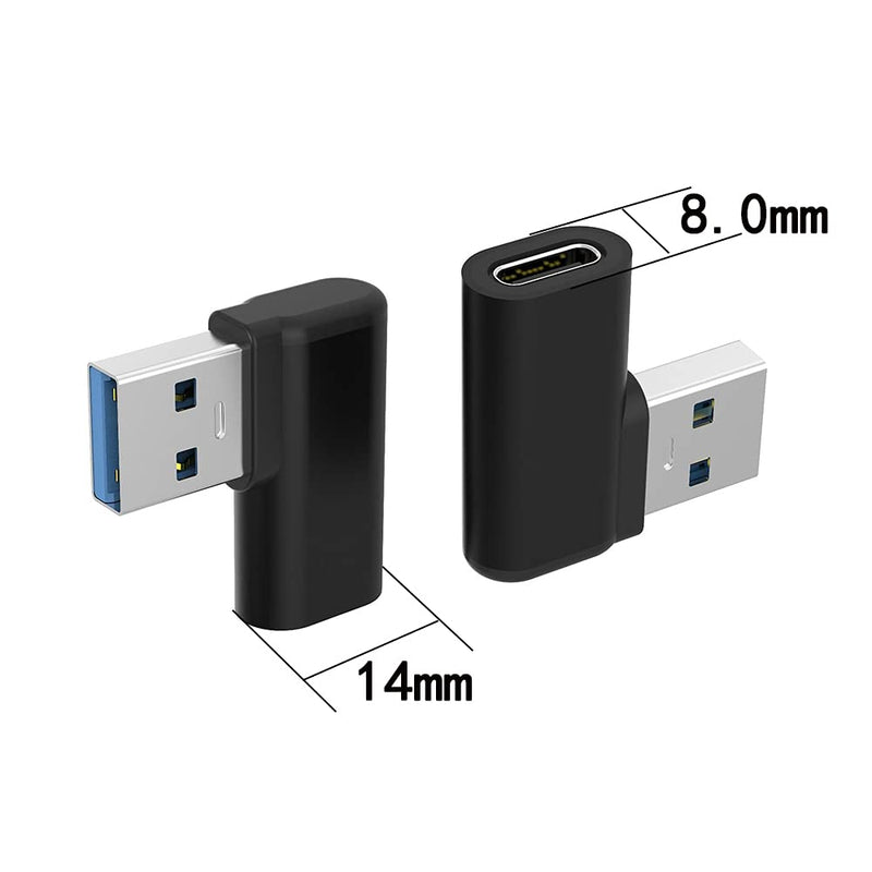 USB C Female to USB A Male Adapter Right Angle, USB C to USB 3.0 Adapter, 90 Degree USB C to USB Adapter, USB Type C to USB Coverter Sync & Charging Adapter for USB C Cable, Hubs, 2Pack