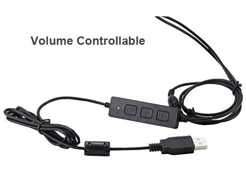 TelPal Corded Hands-Free Call Center Noise Cancelling Binaural USB Headset Headphones with Mic/Microphone - Cord with USB Plug, Volume Control- for Computer/PC/Laptop Use Only UH500D