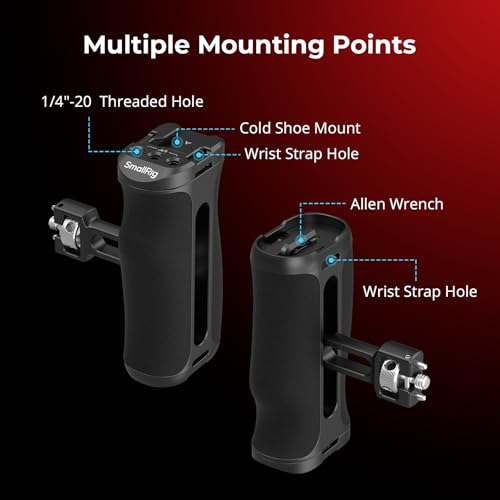 SmallRig Side Handle with 1/4"-20 Locating Screw, Camera Cage Handle for Left or Right Hand, Up and Down Adjustable, Max. 10kg Payload