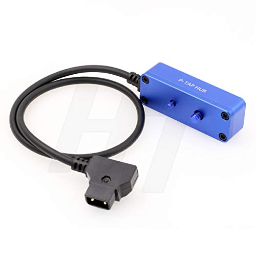 DTAP Power Splitter Triple Cable Box Hub, D-tap Male to Female 3 Port Distributor for ARRI Camera Anton Bauer Battery Ronin 2 1/4" Mount 50cm Blue