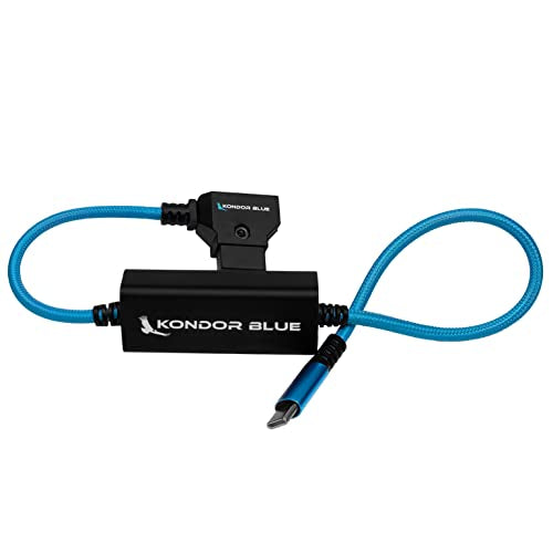 KONDOR BLUE | 16 Inch D-Tap to USB-C PD Power Delivery Cable, 2-Way | 100W Fast Charge, 5V 9V 12V PD, Smart D-Tap Reverse Polarity Protection for Mirrorless Cameras and Camera Rigs | Blue