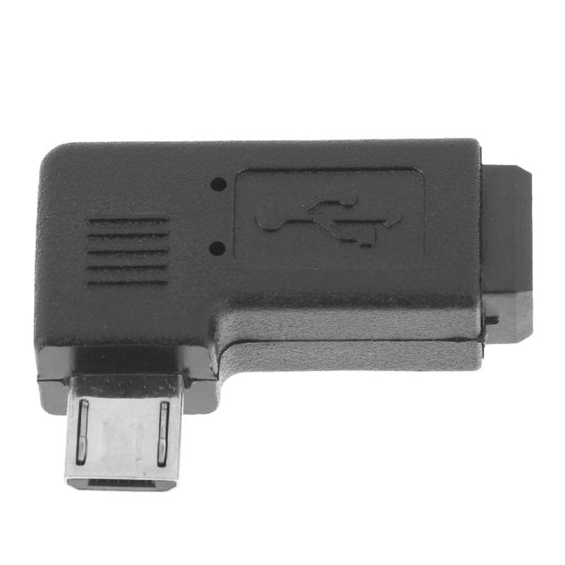 JSER 90 Degree Left Angled Micro USB 2.0 5P Male to Female M to F Extension Adapter