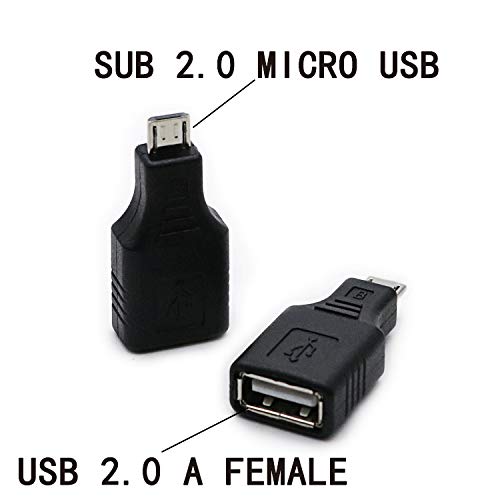 2 Pack USB 2.0 Micro USB Male to Type A Female OTG Adapter Connector Converter Coupler