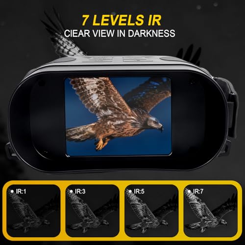 Night Vision Goggles - 4K Night Vision Binoculars for Adults mit 32GB TFT Card 2700FT IR/2000mAh, 2.8'' HD Screen, 7 Gear Infrared and 10X Digital Zoom for Outdoor Enthusiasts and Animal Watchers