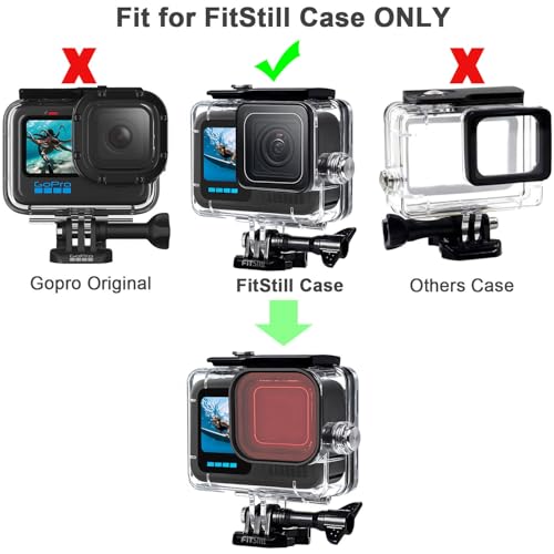 FitStill Waterproof Protective Case for Go Pro Hero 13/12/11/10/9 Black
