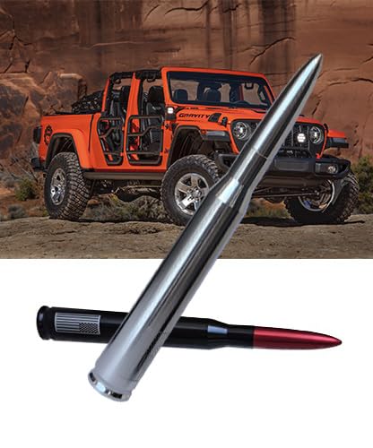 Car Truck Bullet Antenna Decoration Accessories Universal Replacement for GMC Sierra Chevy Silverado Dodge Ram 1500 2500 3500 Ford F150 F250 F350 Radio Accessories (Silver Without American Flag) Silver without American Flag